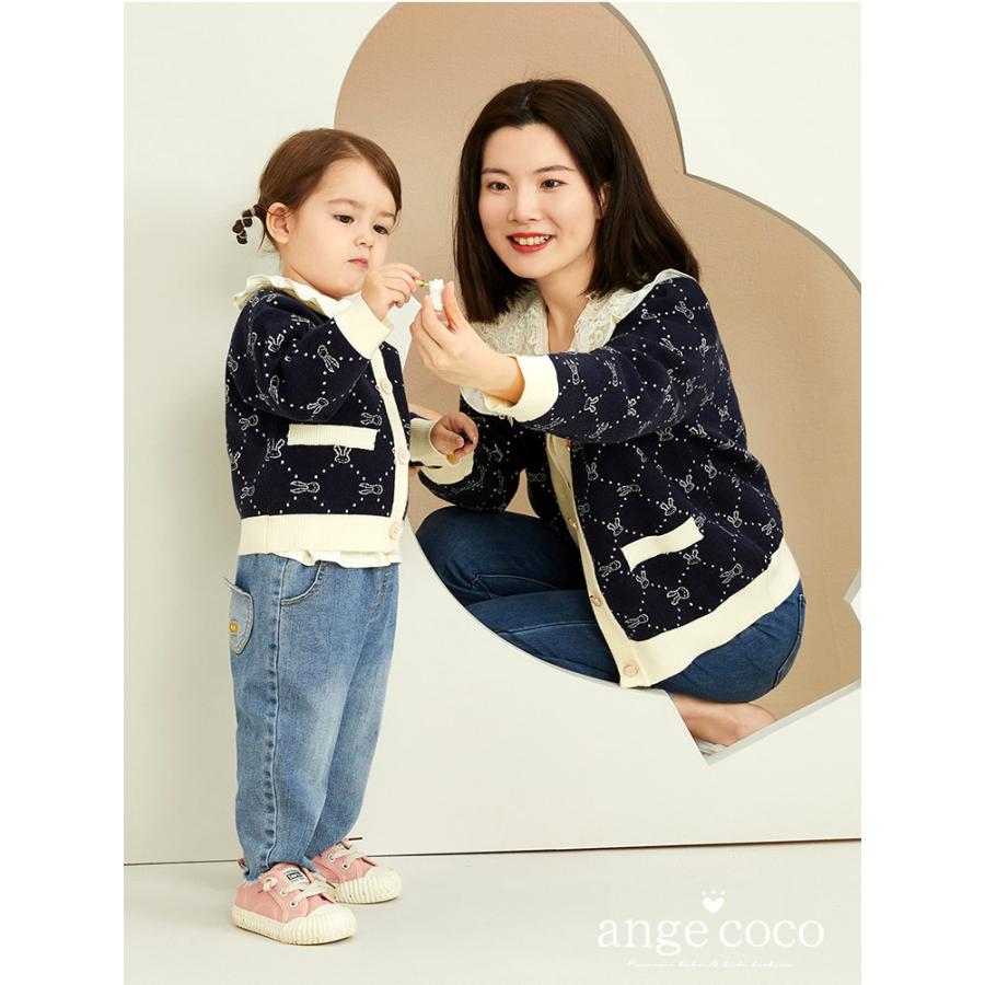 ママ用 ママとお揃い リンクコーデ カーディガン うさぎ 保育園 幼稚園  