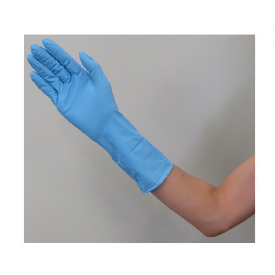 サンフラワー　No.298　ニトリルP.F.ロンググローブ厚手 ブルー　左右兼用　50枚入り　丈夫な厚手タイプ〜食品衛生法適合 |  | 03