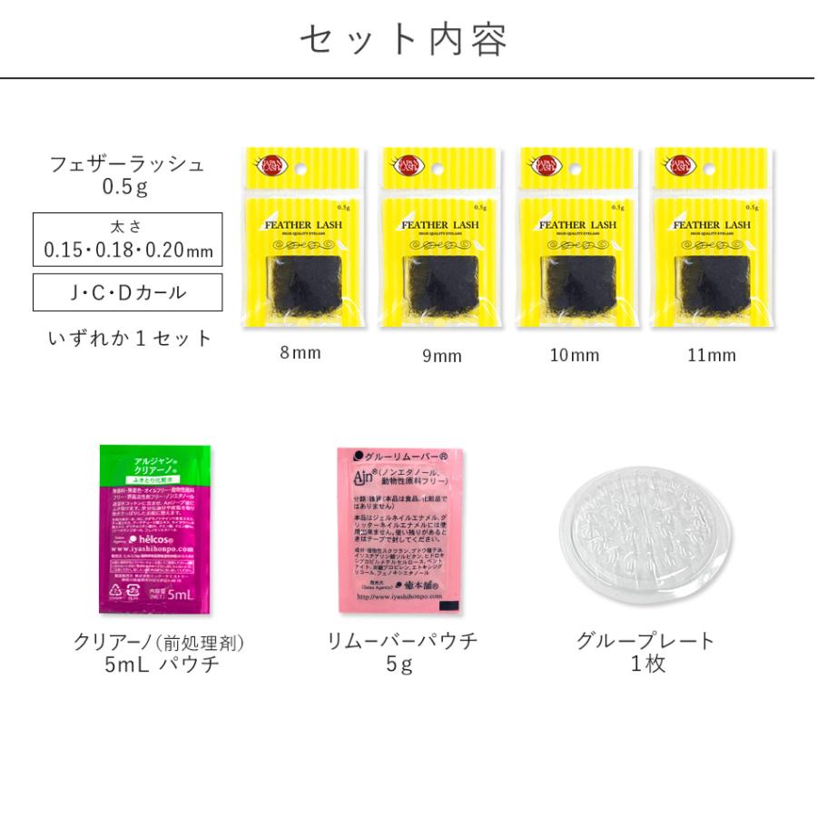 送料無料 セルフ マツエク まつげエクステ 4点 フェザーラッシュ