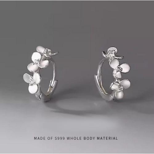 フープ ピアス 金属アレルギー対応 ハワイアン リングピアス プルメリアフラワー シルバー92 ピアス K18 両耳2点 | ブランド登録なし | 14