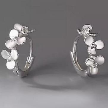 フープ ピアス 金属アレルギー対応 ハワイアン リングピアス プルメリアフラワー シルバー92 ピアス K18 両耳2点 | ブランド登録なし | 02