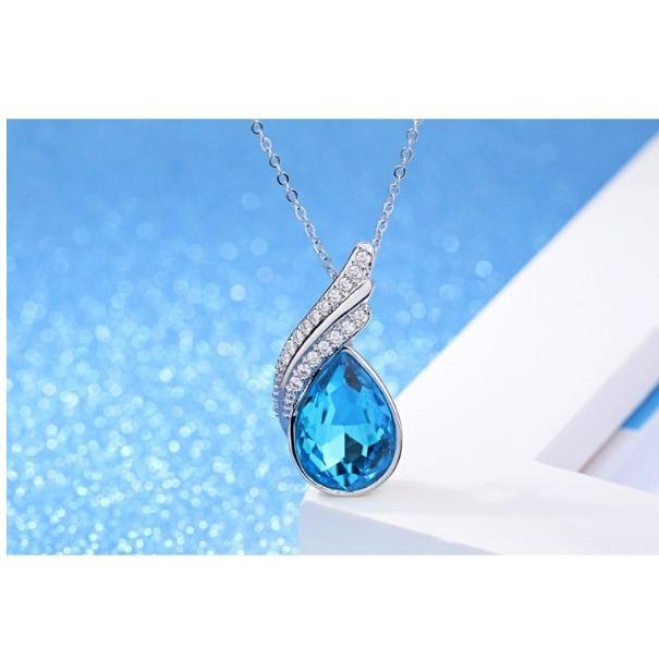 ネックレス レディース ブルー クリスタル キュービックジルコニア CZ