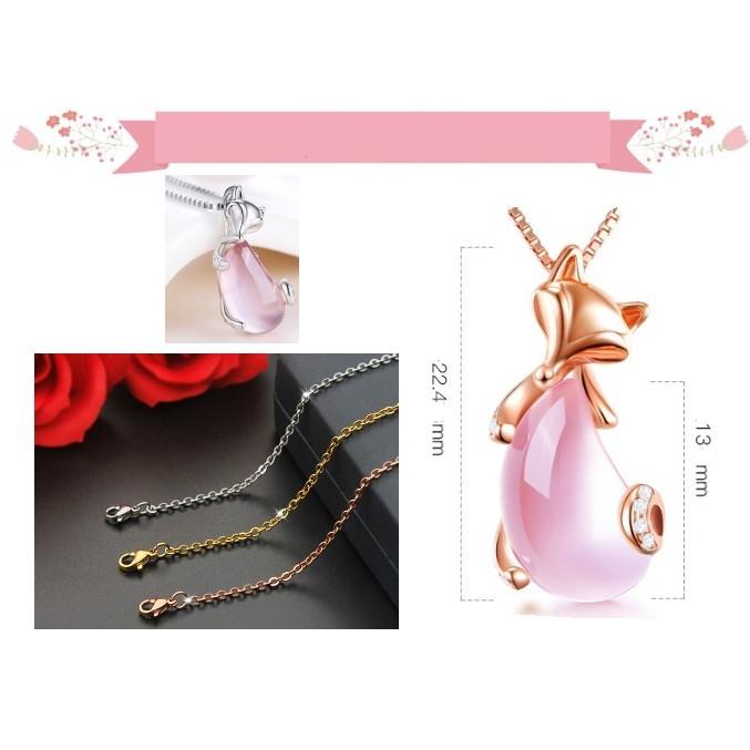 ネックレス レディース CZダイヤ 桃色 水晶 猫目石 タヌキ 狸 金属