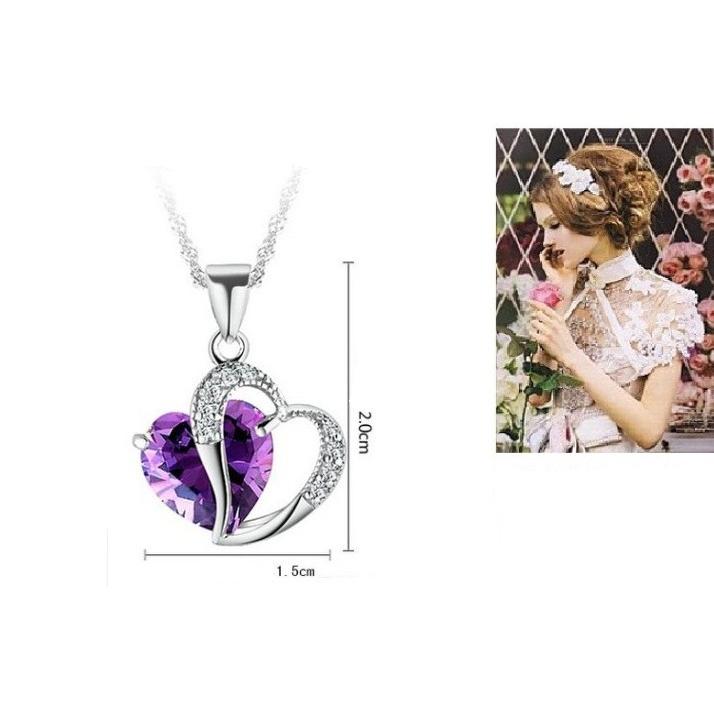 ネックレス レディース 紫水晶 ハート形 キュービックジルコニア CZ 