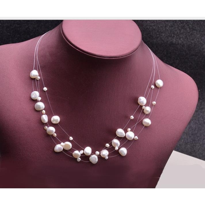 淡水真珠パール4連ネックレス レディース 満点星 天然本物 ミセス用