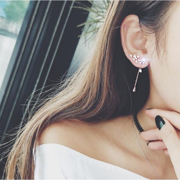 ピアス レディース フラワー花 雫 2個セット アレルギー対応 18金 