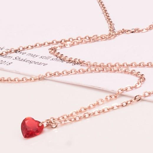 ネックレス レディース レッド ハートアレルギー対応 サージカル