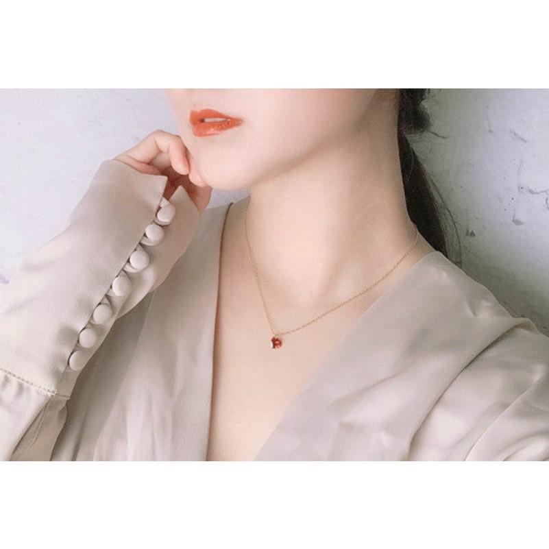 ネックレス レディース レッド ハートアレルギー対応 サージカル