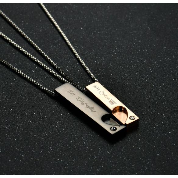 ネックレス レディース 男女ペア用 合わせるとハート 王冠 クラウン