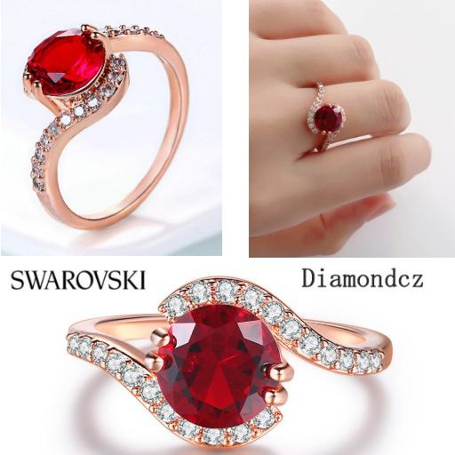 指輪 レディース キュービックジルコニア 紅色レッド 白色ホワイトCZ