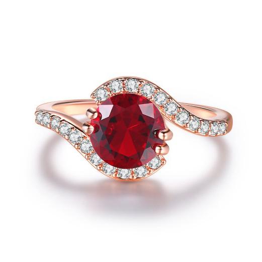 指輪 レディース キュービックジルコニア 紅色レッド 白色ホワイトCZ