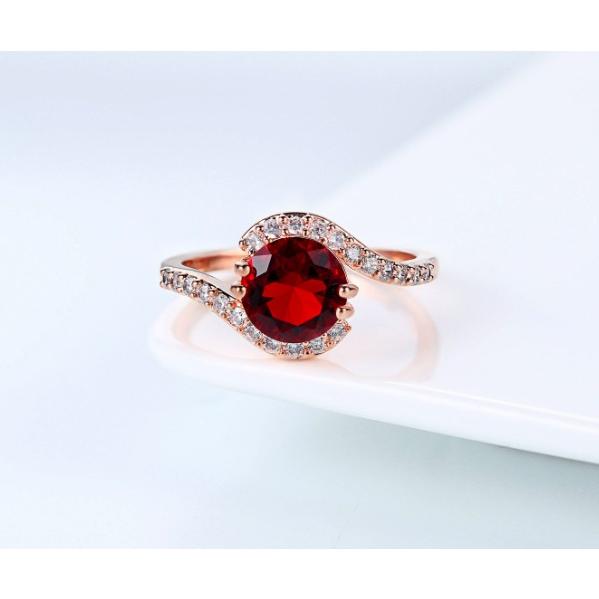 指輪 レディース キュービックジルコニア 紅色レッド 白色ホワイトCZ