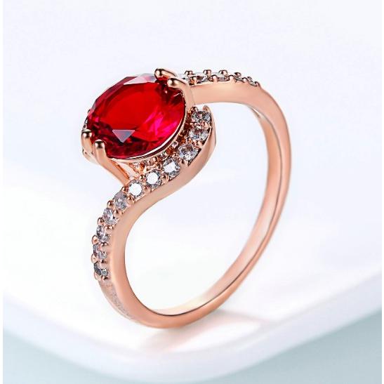 指輪 レディース キュービックジルコニア 紅色レッド 白色ホワイトCZ