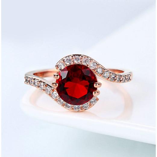 指輪 レディース キュービックジルコニア 紅色レッド 白色ホワイトCZ