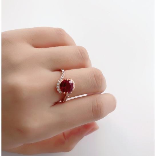 指輪 レディース キュービックジルコニア 紅色レッド 白色ホワイトCZ