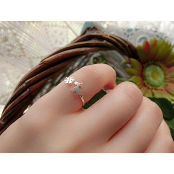 指輪リング レディース シルバー925 雪花 雪の結晶 トナカイ 