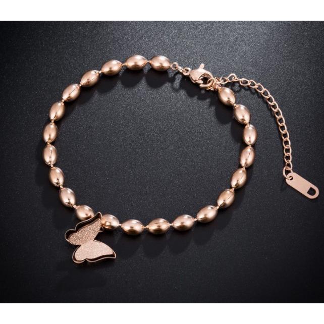 ブレスレット レディース 蝶々 楕円 丸ボール サージカルステンレス