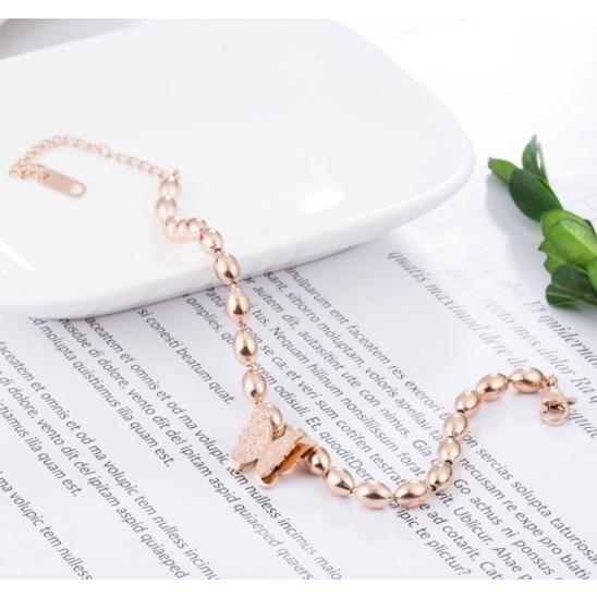 ブレスレット レディース 蝶々 楕円 丸ボール サージカルステンレス