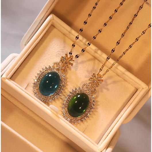 ネックレス レディース ステンレス 大粒水晶 CZダイヤモンド  