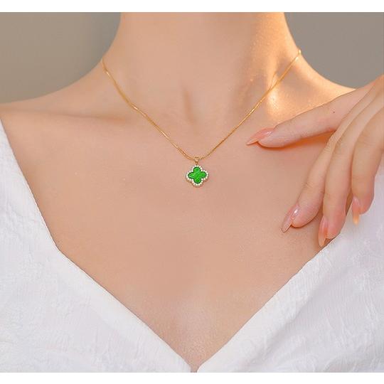 ネックレス レディース 四つ葉 クローバー CZダイヤモンド ステンレス