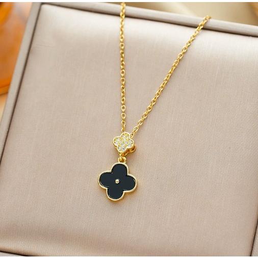 ネックレス レディース ステンレス 四つ葉 クローバー CZダイヤモンド