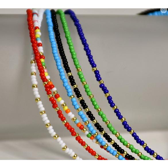 ネックレス レディース カラフル ビーズ アクセサリー 細身 小粒