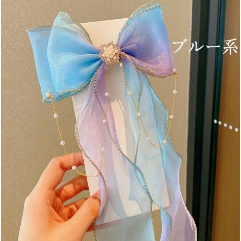キッズ 女の子 ヘアピン ヘアクリップ 蝶々結び リボン プリンセス 虹