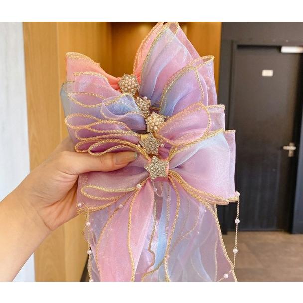 キッズ 女の子 ヘアピン ヘアクリップ 蝶々結び リボン プリンセス 虹