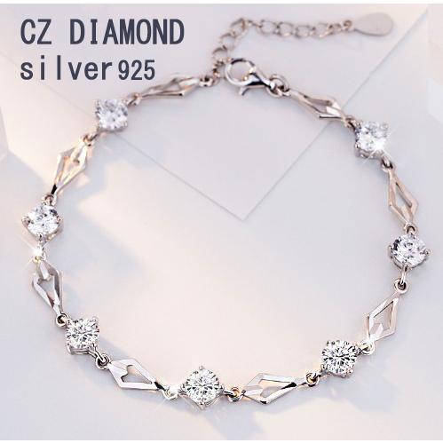 ブレスレット 腕輪 CZダイヤモンド 菱形 ダイヤ型 レディース AAA 