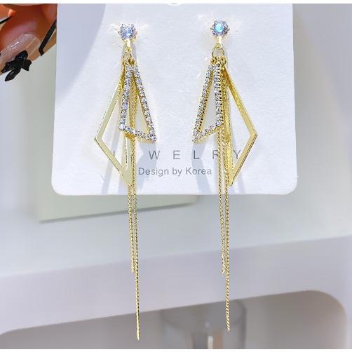 ピアス レディース ロング 金属アレルギー対応 両耳2点 18K 三角形 