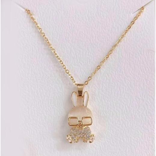 ネックレス レディース 金属アレルギー対応 眼鏡かけ兎 ウサギ うさぎ