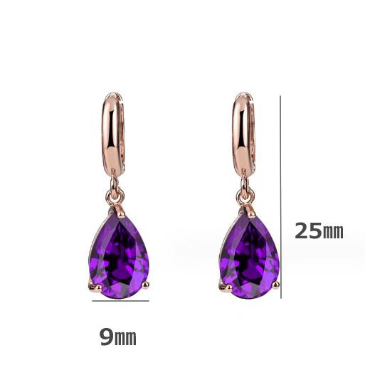 フープピアス レディース 水滴 しずく 紫色 パープル フープ リング