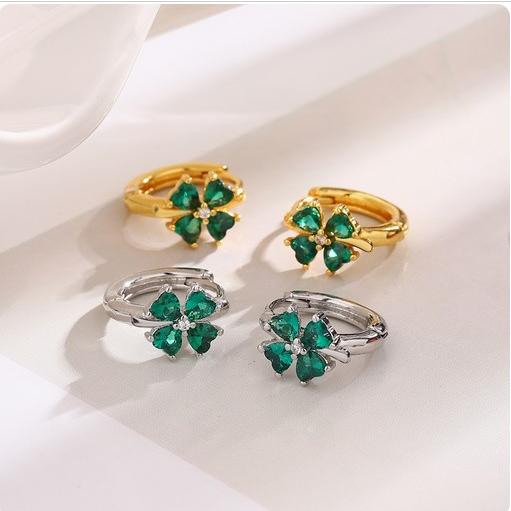 フープピアス レディース リングピアス 四つ葉 クローバー 花 フラワー