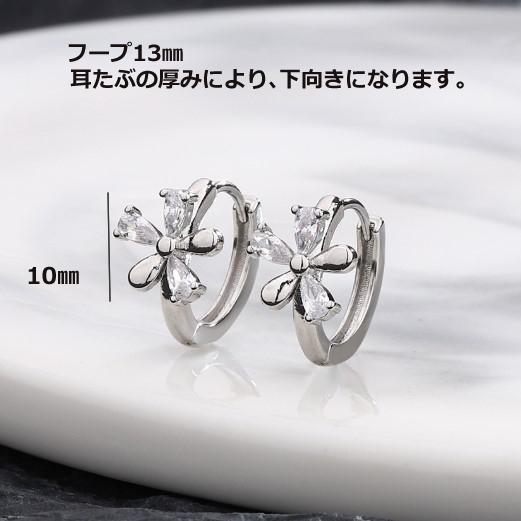 フープピアス レディース リングピアス 四つ葉 クローバー 花 フラワー