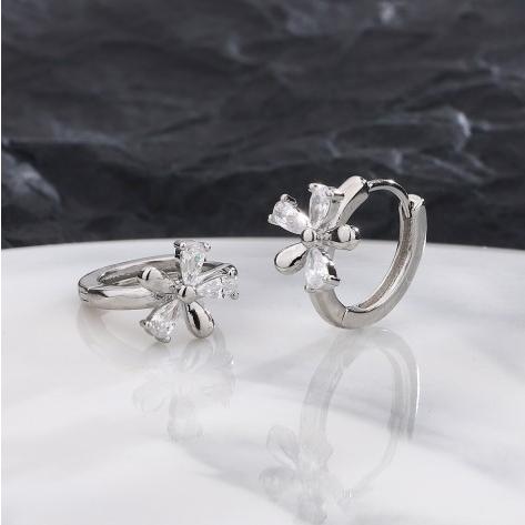 フープピアス レディース リングピアス 四つ葉 クローバー 花 フラワー