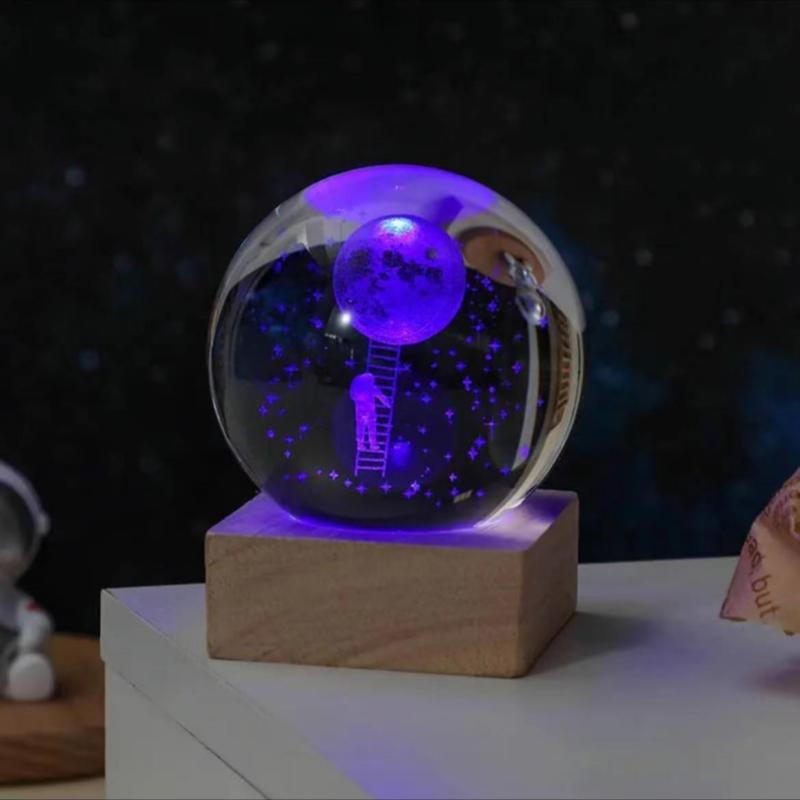 輝く星明かりの月ソリッドウッドベースクリスタルボールデスクトップの装飾 置き物 プレゼント (ギフトバッグ贈呈）｜angelaa-cay｜11