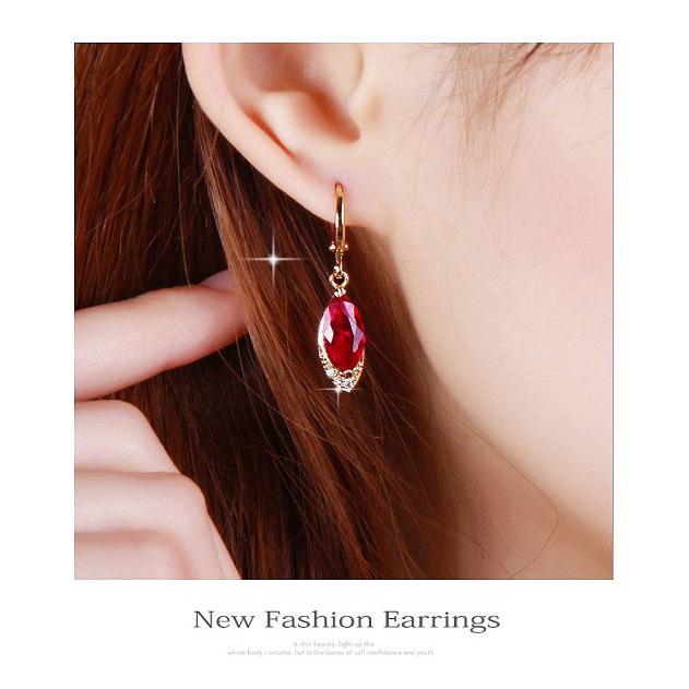 ピアス レディース ピンクゴールド フープピアス レッド 人工宝石