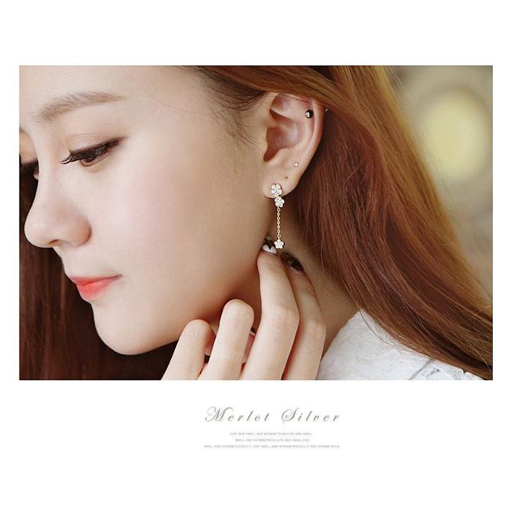 ピアス レディース ロングチェーンピアス CZダイヤモンド シルバー925 