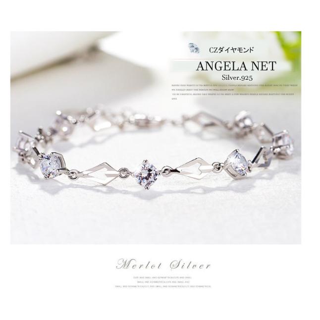 ブレスレット レディース CZダイヤモンド アレルギー対応  SILVER  ロジュームコーティング エンジェルライト送料無料｜angelanet01｜02