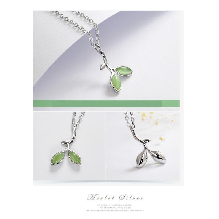 ネックレス レディース リーフグリーン人工宝石 キャッッアイ