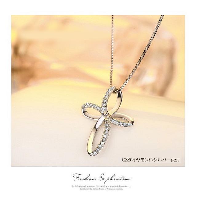 ネックレス silver925 czダイヤ クロス ネックレス シルバー