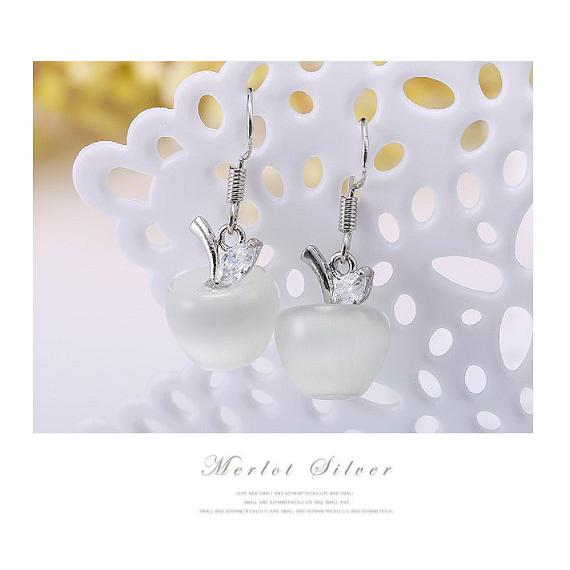 ピアス レディース 可愛い 人気 リンゴモチーフ アップル 猫目石 両耳2