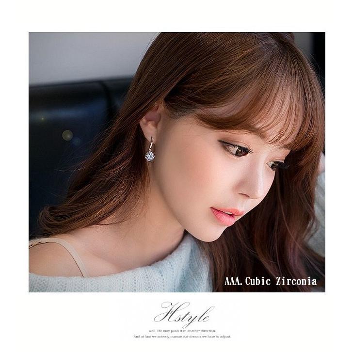 ピアス レディース CZダイヤモンド一粒 8mm フックピアス シルバー 銀