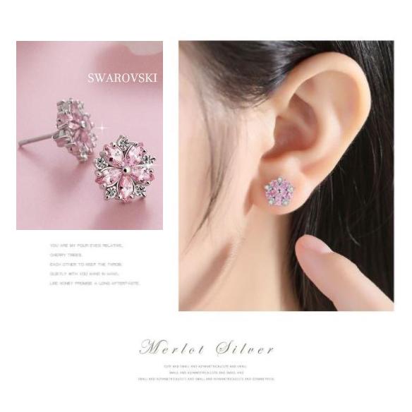 ピアス レディース フラワー 花 スワロフスキー ピンク ピアス レディース フラワー 花 スワロフスキー ピンク