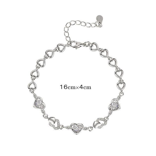 ブレスレット レディース プリンセスハート スワロフスキー SILVER