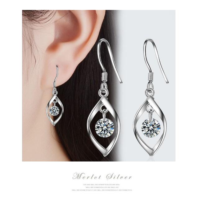 ダイヤモンド付きシルバー925ピアス 2個セット ピアス レディース CZダイヤモンド SILVER アレルギー対応 揺れる 20代