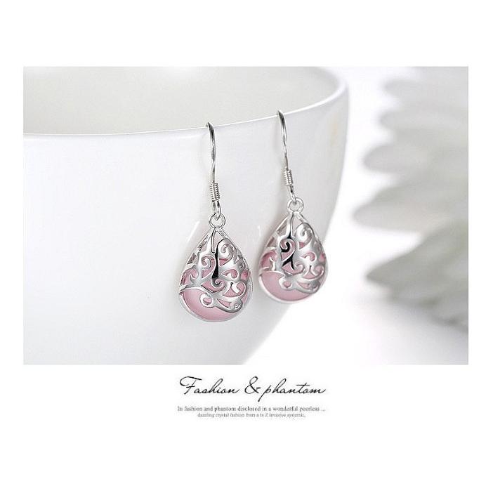 人気商品 アンジェラネットピアス レディース シルバー銀針925 クラリス ロングピアス 揺れる 猫目石 雫モチーフ スクロール 送料無料 Redoriente Net