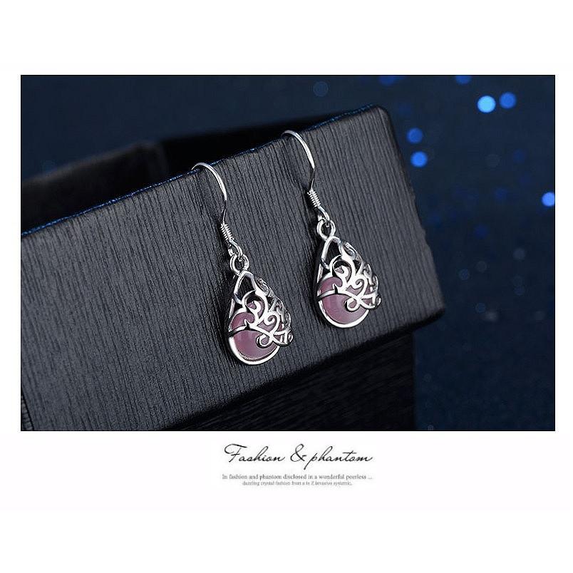 人気商品 アンジェラネットピアス レディース シルバー銀針925 クラリス ロングピアス 揺れる 猫目石 雫モチーフ スクロール 送料無料 Redoriente Net