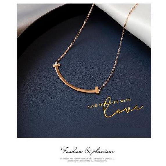 ネックレス レディース スマイル 笑顔 4cm ピンクゴールド スマイル