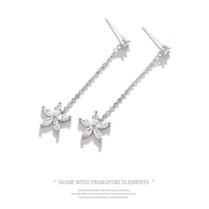 Swarovski シルバー チェーン付きピアス ピアス レディース スワロフスキー 金属アレルギー対応 SILVER